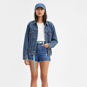 Levi’s Women’s Ribcage Straight Distressed Denim Shorts